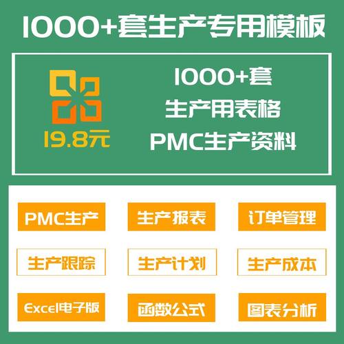 1000套生产Excel表格PMC生产计划与物料控制资料订单管理进度跟踪