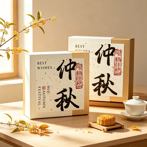 中秋节不干胶祝福语贴纸喜乐中秋花好月圆标签月饼礼盒烘焙包装贴