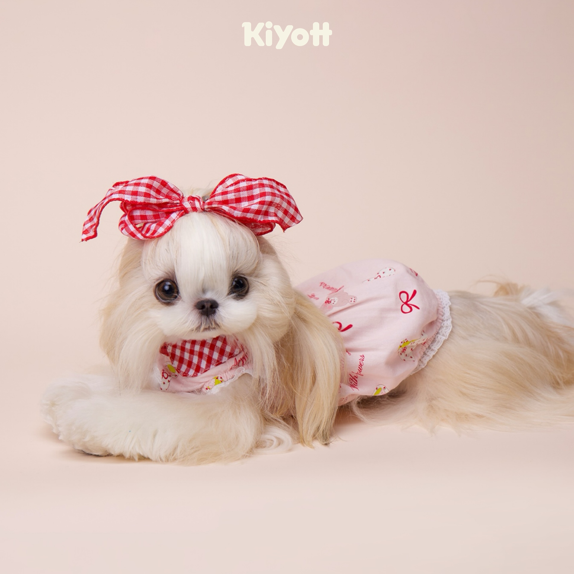 KIYOTT 愛洛公主蘋果紐扣復(fù)古襯衫可愛寵物狗狗服裝薄款約克夏