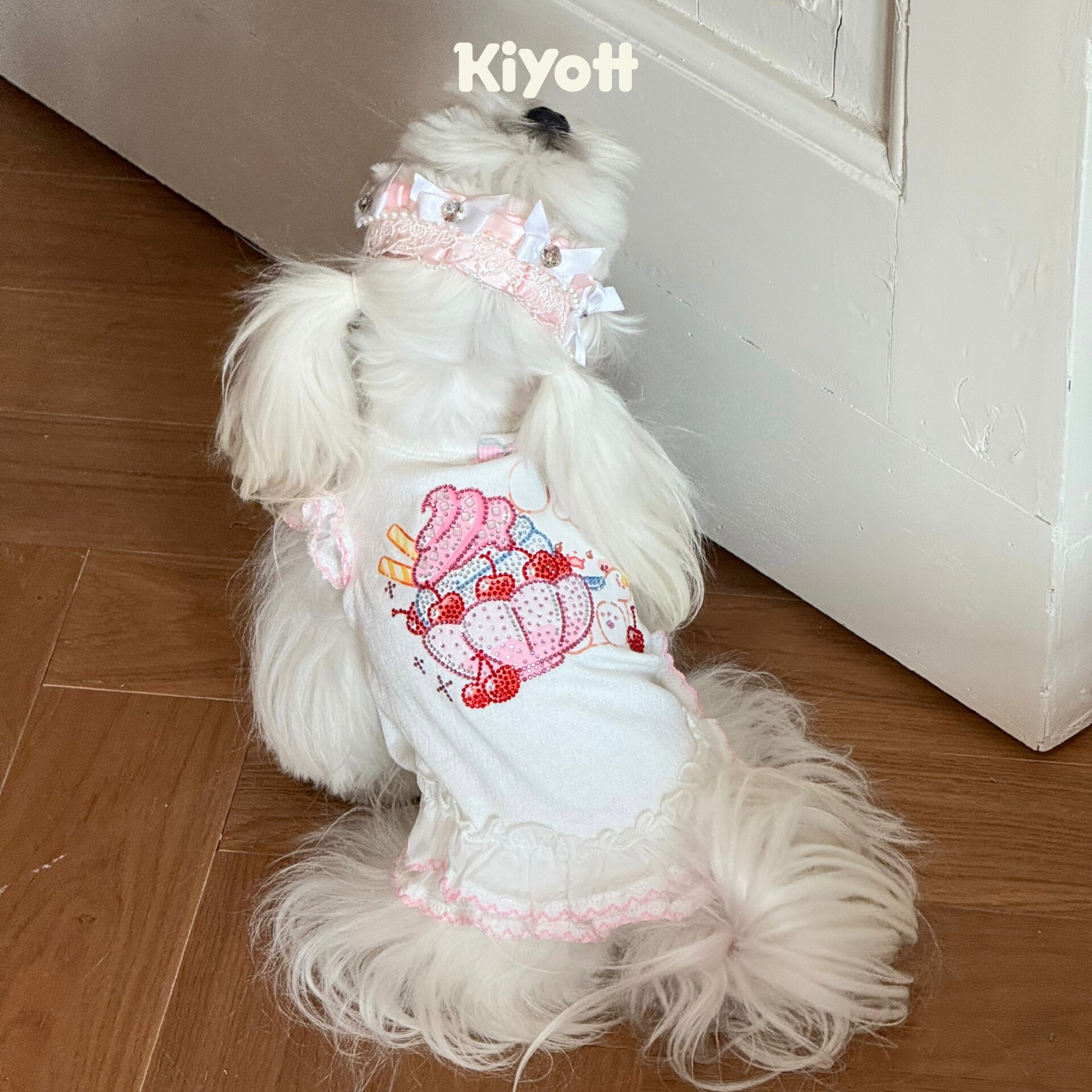 KIYOTT 咬一口小蛋糕宠物打底衫狗狗钻钻可爱粉嫩小型犬小马西施