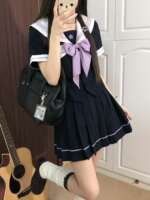 In stock, genuine jk uniform sailor suit set, short-sleeved summer Japanese school style, waist-curving and slimming complete set thumbnail 4