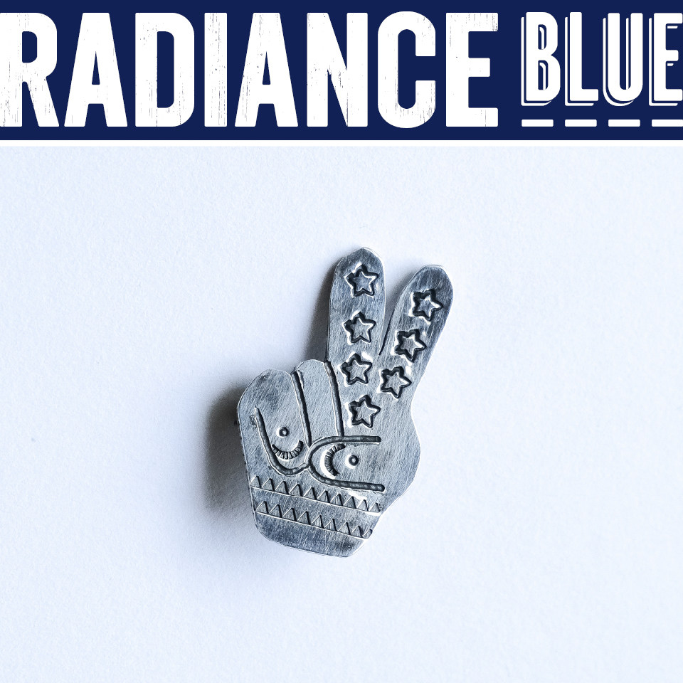 Munqa 手工压印雕刻湘南海滩文化印第安925银饰胸针RADIANCE-Blue