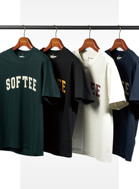 SOFT CONTAINER 常春藤丝网印花宽松圆领短袖T恤男RADIANCE-Blue