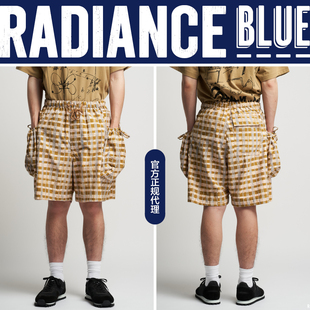 StoryMfg 春夏新品雕版印刷Cargo短裤男RADIANCE-Blue