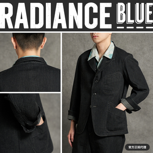 Blue 新品 Lapel人字纹丹宁夹克男RADIANCE Peak MOTIV MotivMfg