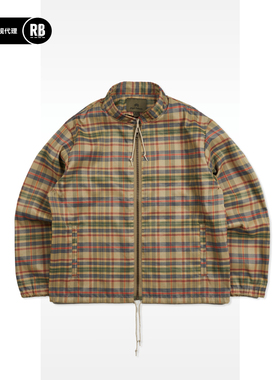 Nigel Cabourn 春夏新品苎麻格纹拉链复古夹克男RADIANCE-Blue