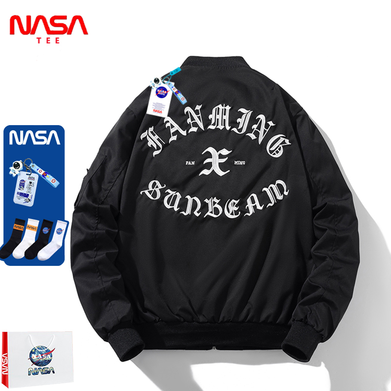 NASA联名男女情侣款飞行员夹克棒球服薄款外套春秋夹棉加厚茄克潮