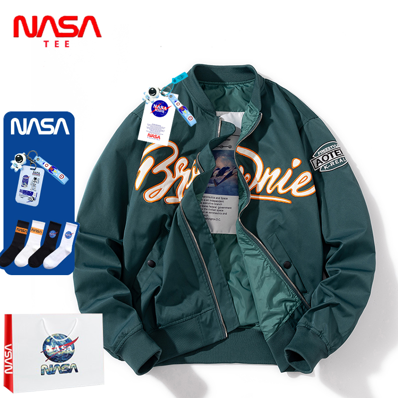 NASA联名春秋季ins潮牌薄款棒球服男女情侣ma1飞行员夹克刺绣外套