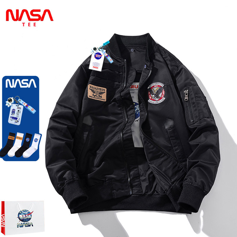 NASA飞行员夹克男女秋冬2023新款学生复古美式高街情侣棒球服外套