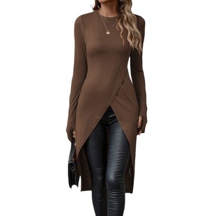 neck round hip hugging 包臀裙 Sexy skirt性感开叉圆领时尚 slit