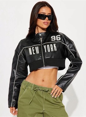 Casual printed patchwork jacket jacket休闲印花拼接夹克外套女