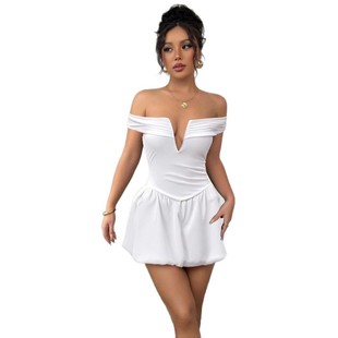 sleeves 性感修身 backless skirt插肩袖 露背短裙 short Shoulder