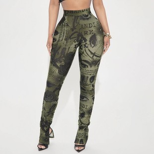 fit slim casual pants修身 Split 性感开叉缩褶边休闲裤 pleated