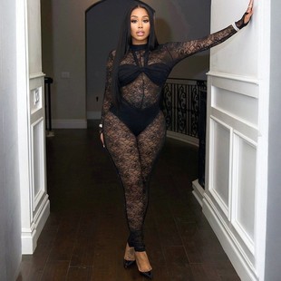 leg jumpsuit拼接束脚九分连体裤 binding piece 妇 nine Splicing