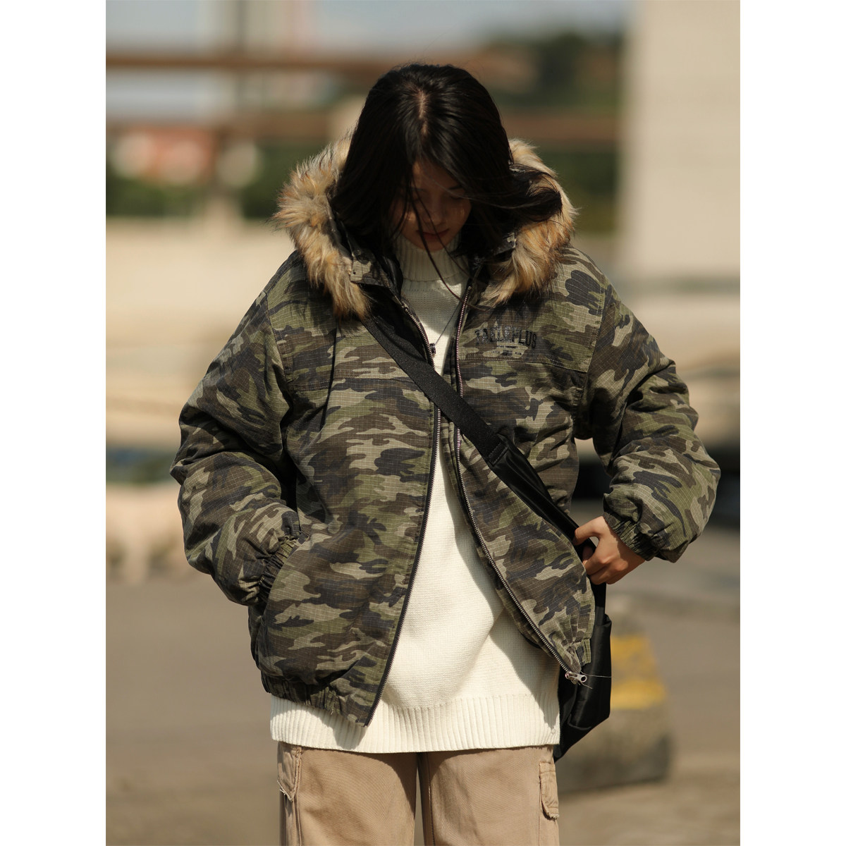JNRIMOYU加厚迷彩棉服外套情侣