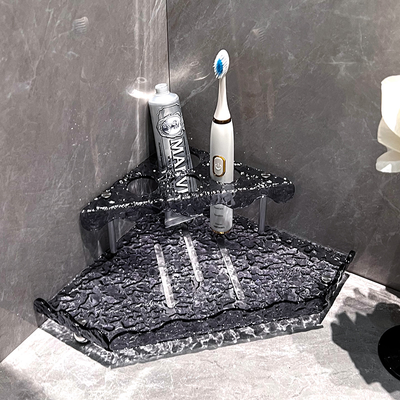 轻奢电动牙刷架子牙杯漱口杯三角置物架墙角洗漱杯套装卫生间台面