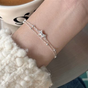 有迹MilkyWay蝴蝶结双层圆珠手链s925纯银素银甜美韩系风可爱简约