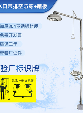 洗眼器304不锈钢大踏板自动排空紧急冲淋验厂置本尚直销
