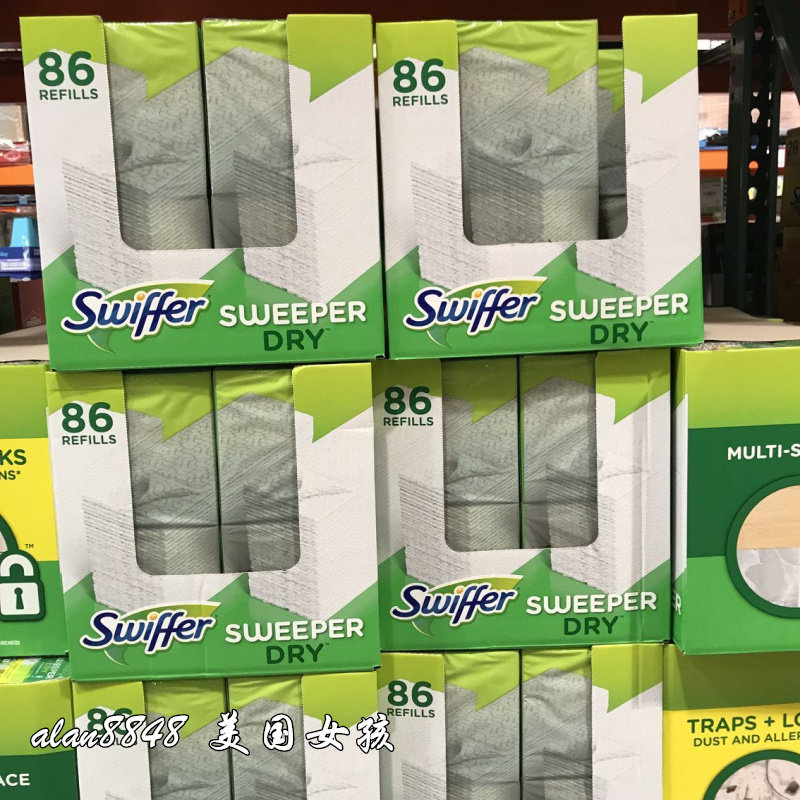 保税区发 美国正品swiffer sweeper 86片拖把干巾静电除尘布吸尘