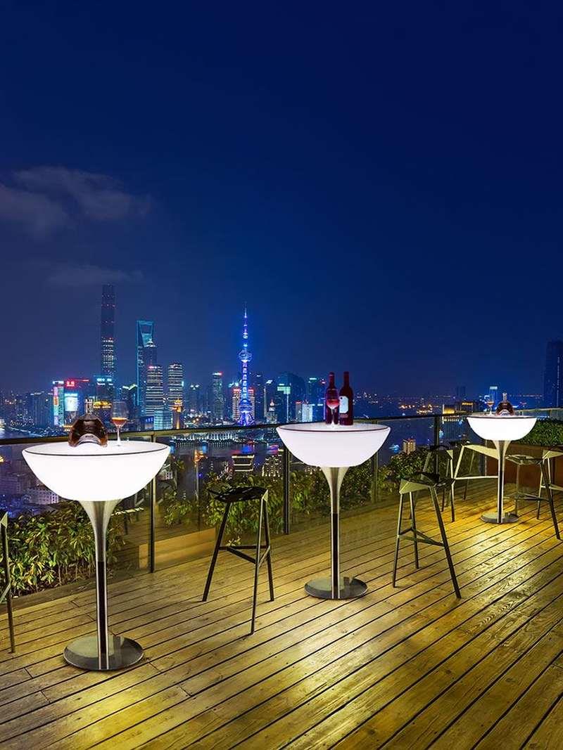 发光高脚桌圆形吧台桌清吧酒吧桌椅户外阳台防水沙发小茶几组合*