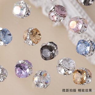 轻奢美甲高品肥方堆堆钻超闪网红水晶手工堆钻球成品透亮指甲饰品