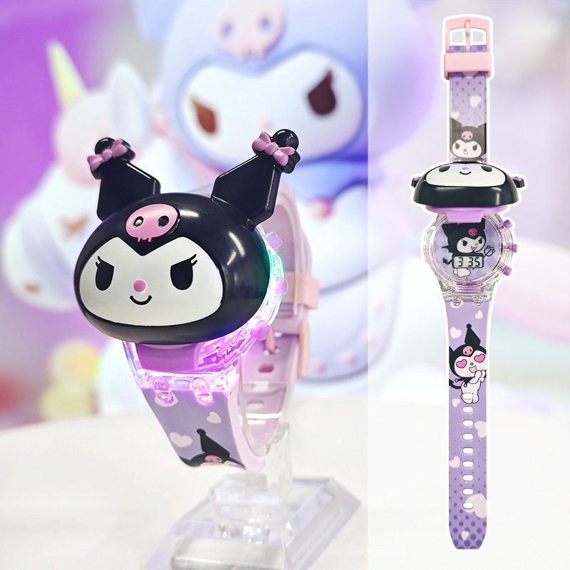 酷乐米儿童手表女可爱kuromi米发光音乐表库洛米卡通电子手表礼物