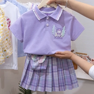 库洛米女童jk套装夏季网红女骷髅米连衣裙衣服儿童学院风百褶裙子