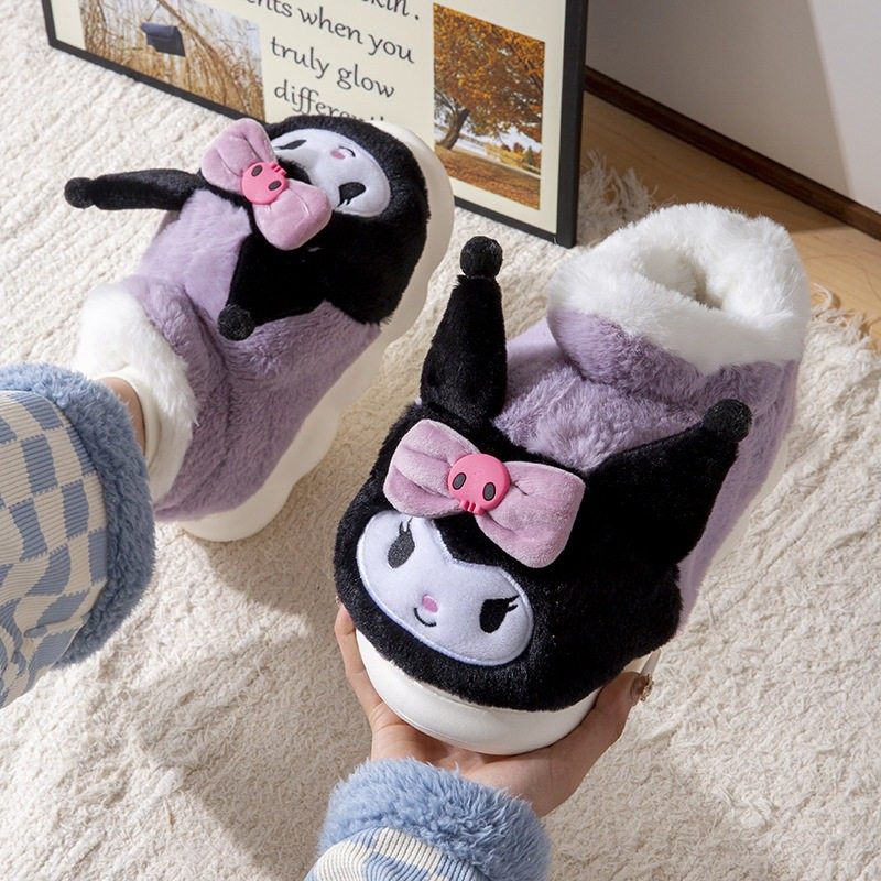 库洛米棉靴儿童女孩酷洛米棉拖鞋女士冬季保暖全包跟宿舍加绒高帮