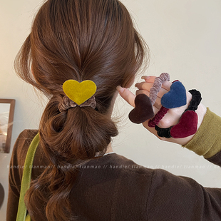 心动讯号~爱心发圈女扎丸子头丝绒发绳高弹力头绳高级感百搭发饰