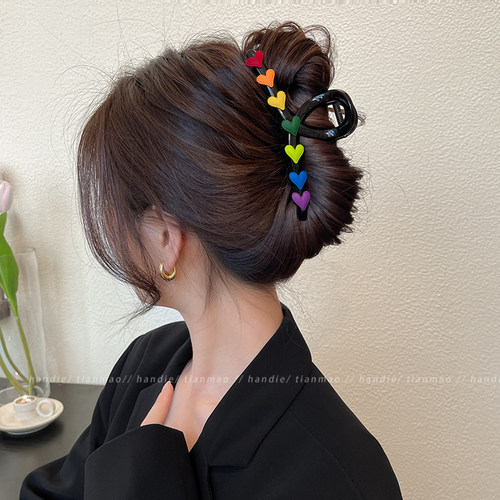 ins韩系彩色爱心鲨鱼夹抓夹大号