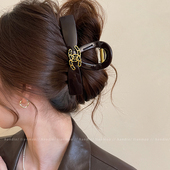 秋冬高端小香风头饰女2025新款 高级感后脑勺发夹鲨鱼夹发量大发饰