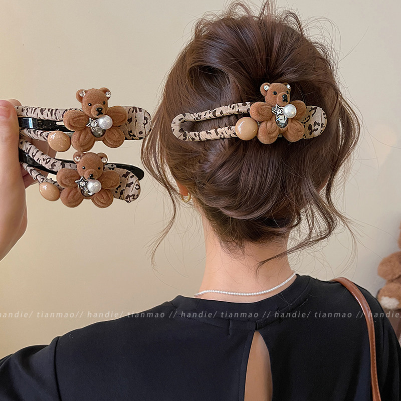 韩系豹纹小熊一字鸭嘴夹发夹抓夹女2025新款高端鲨鱼夹高级感盘发,饰品/流行首饰/时尚饰品新,发饰,淘宝优惠券,粉丝福利购,淘宝优惠卷
