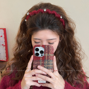 秋冬毛绒闪钻波浪带齿发箍女2026新款发卡头箍高颅顶防滑压发头饰