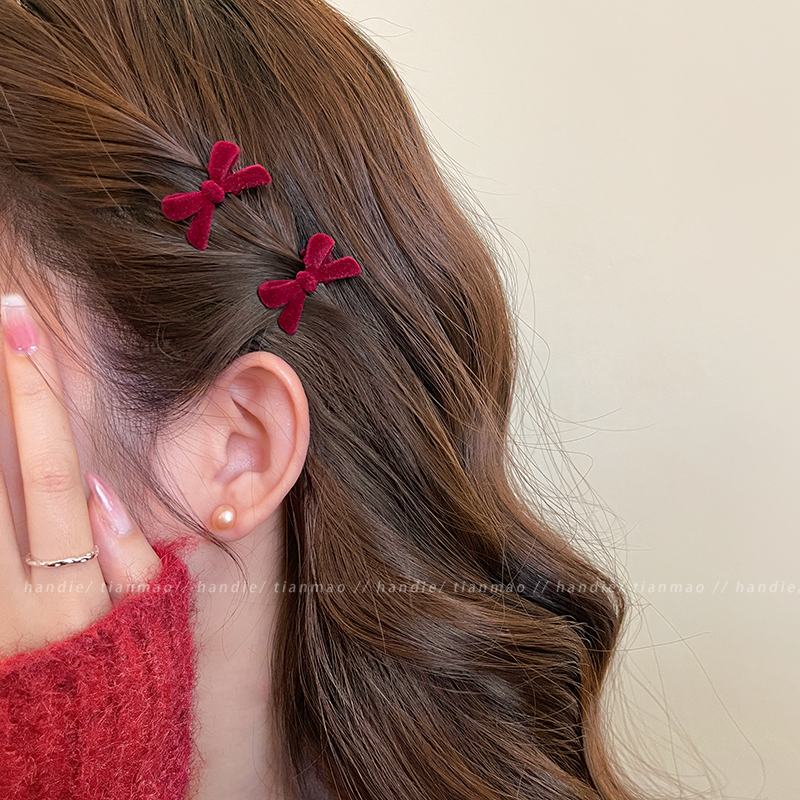 小物情节~超赞丝绒蝴蝶结侧边夹