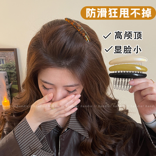 简约纯色齿梳发夹女刘海碎发侧边发卡倒插梳公主头前额高颅顶头饰