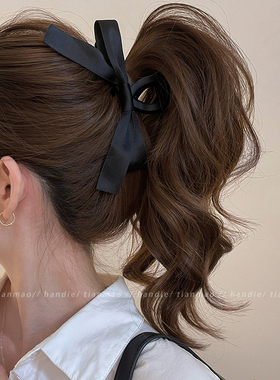 赫本风蝴蝶结头发抓夹女高级感2925新款盘发后脑勺发夹大号鲨鱼夹