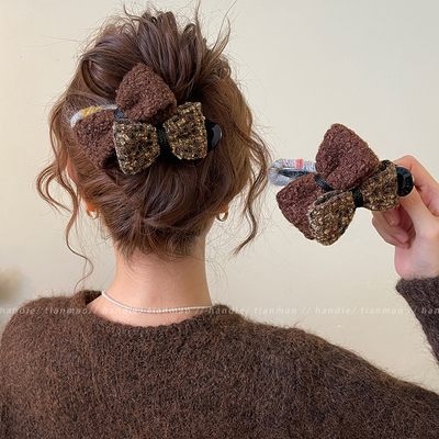 高级感秋冬蝴蝶结大号鸭嘴夹