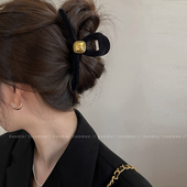 黑色金标抓夹秋冬大号发夹女2025新款 后脑勺高级感鲨鱼夹发抓头饰