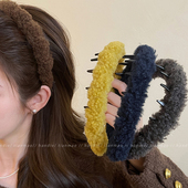 时髦秋冬高颅顶毛绒齿梳发箍女新款 高级感发卡日常戴洗脸压发头箍