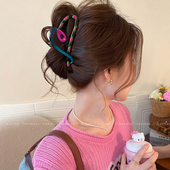 设计感撞色抓夹女2025新款 高级感鲨鱼夹大号发量大后脑勺发夹头饰