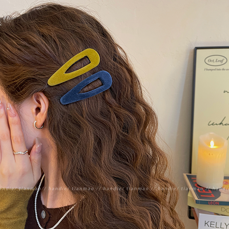 丝绒水滴发夹刘海碎发也很高级！