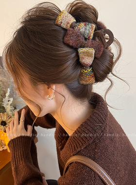 复古蝴蝶结发夹抓夹女高级感2025新款鲨鱼夹大号发量大后脑勺头饰