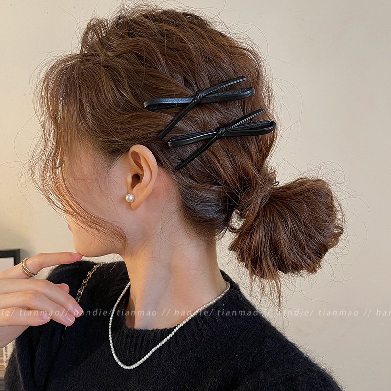皮质蝴蝶结发夹~小众高级感满满