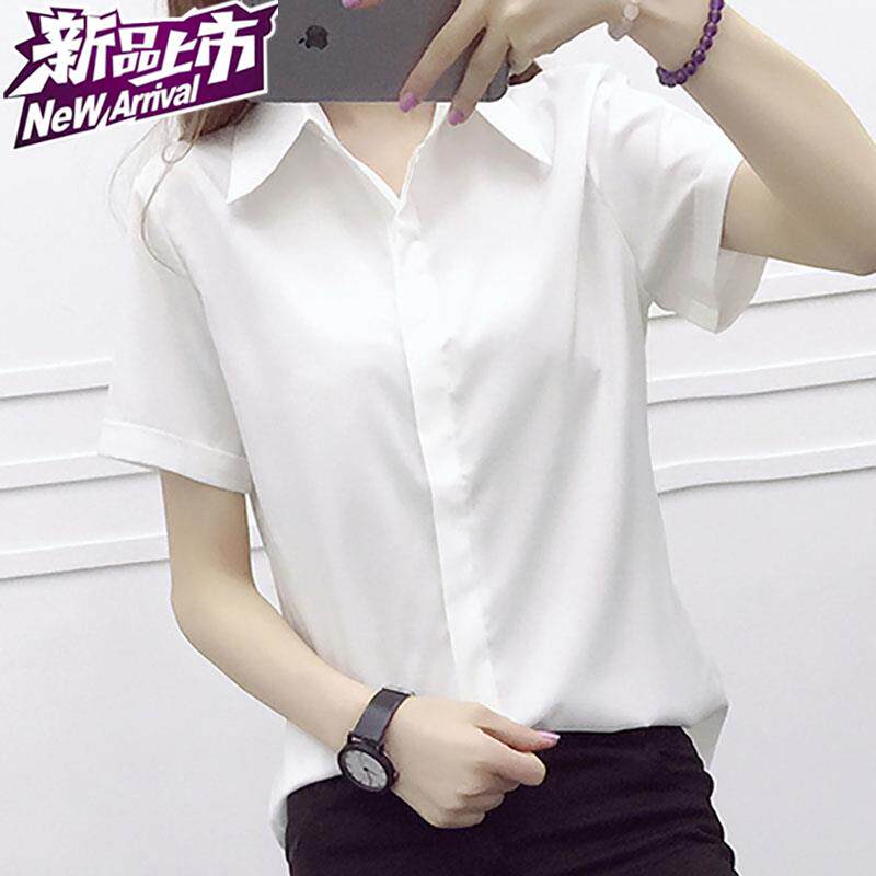 Pointed collar Official jacket Chiffon go to work e family Blue Color white shirt Short sleeved formal wear summer white Thin sectionin the Women's clothing/Boutique , Shirt  category - from Buy2taobao.com to provide professional Taobao agent buy service