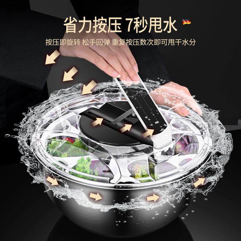 半自动双层旋转蔬菜脱水器 厨房加厚不锈钢沥水甩水洗菜盆,厨房/烹饪用具,手动果蔬脱水器/甩水器,淘宝优惠券,粉丝福利购,淘宝优惠卷