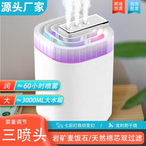 23年新款双喷大容量加湿器家用桌面香薰机创意USB净化补水仪定制