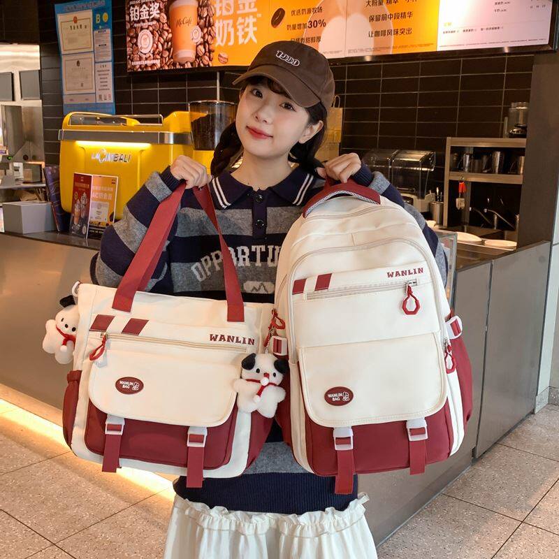 潮流高中生双肩包女学院风背包中学生ins高质量大容量中学生书包