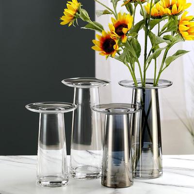 简约北欧帽子平口彩色玻璃花器插花家装客厅餐桌创意摆件透明花瓶