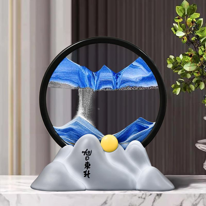 艺歆家居创意旭日东升3D流沙画摆件家居客厅玄关桌面装饰品摆设定图片