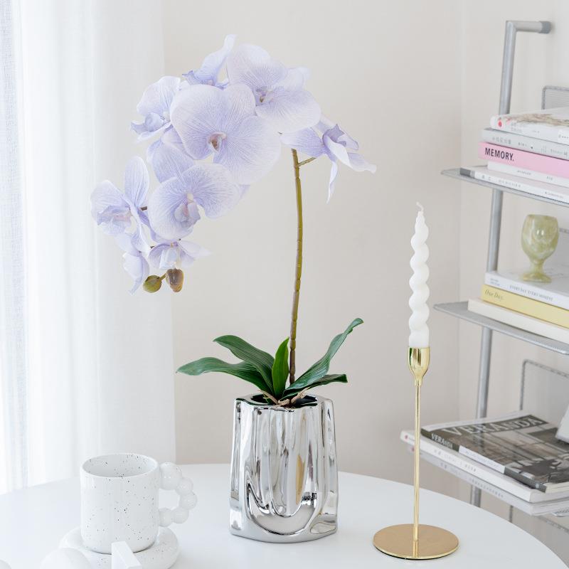 轻奢高端PU手感蝴蝶兰假花仿真花植物绿植人造花装饰花摆件定制